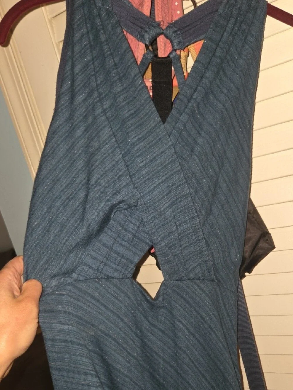 Free People Backless Maxi Dress in Navy Blue Stripe Pattern - Picture 4 of 14